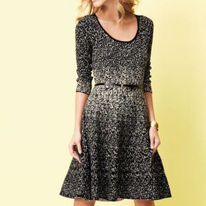 Carmen Marc Valvo Black Metallic Fit Flare Dress M